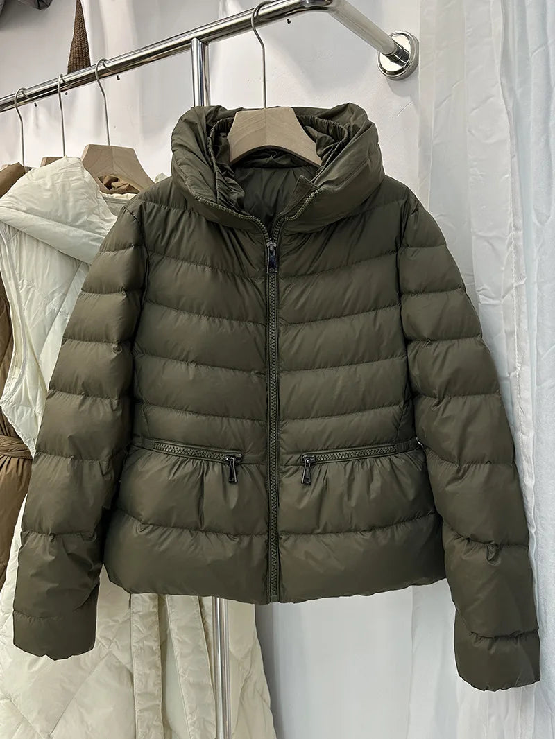 Winter New Down Coats Puffer Jacket Women Simple Casual Elegant Outerwears Stand-up Collar Thick Slim Warm Short Down Jackets RT220