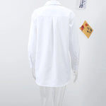 Fashion White Lapel Oversize Long Sleeve Shirts 2025 Spring New Weave Drawstring Blouse Lady Holiday Beach Street Chic Loose Top RT220