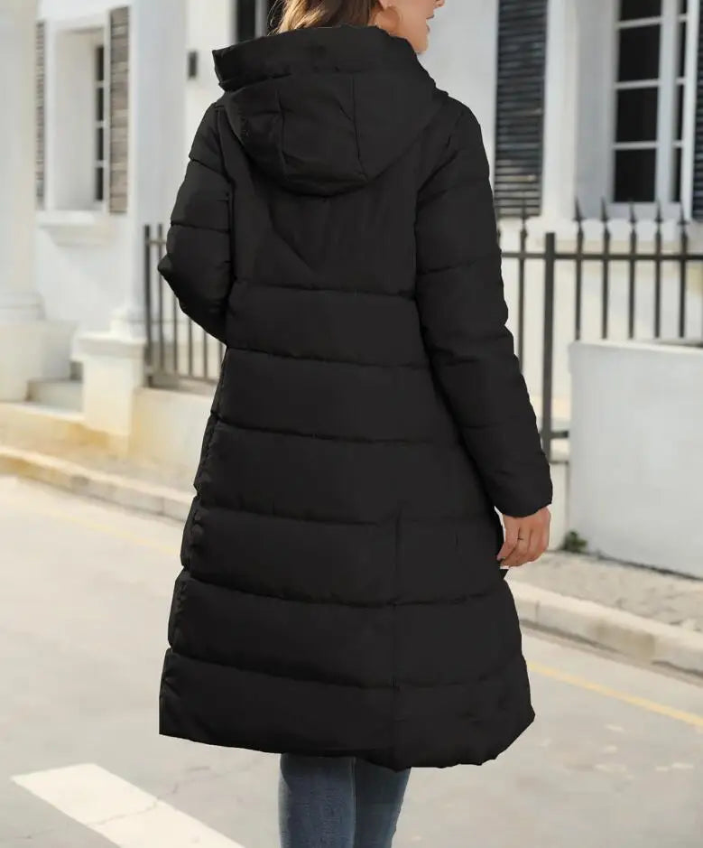 Winter New Hooded Mid Length Slim Fit Warm Long Sleeve Solid Color Jacket For Women,3 Colors RT220