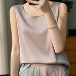 Women Tops Solid Spring Summer Casual Crop Tops Sexy O-neck Tank Tops Office Lady Pink White Top 2024 Fashion Korean Tank Top RT220