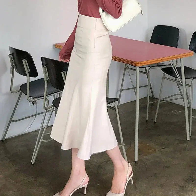 Elegant Office Long Skirts Women 2024 Fashion High Waist Bodycon White Black Skirt French Y2k Slim Corset Bridal Maxi Skirt XL RT220
