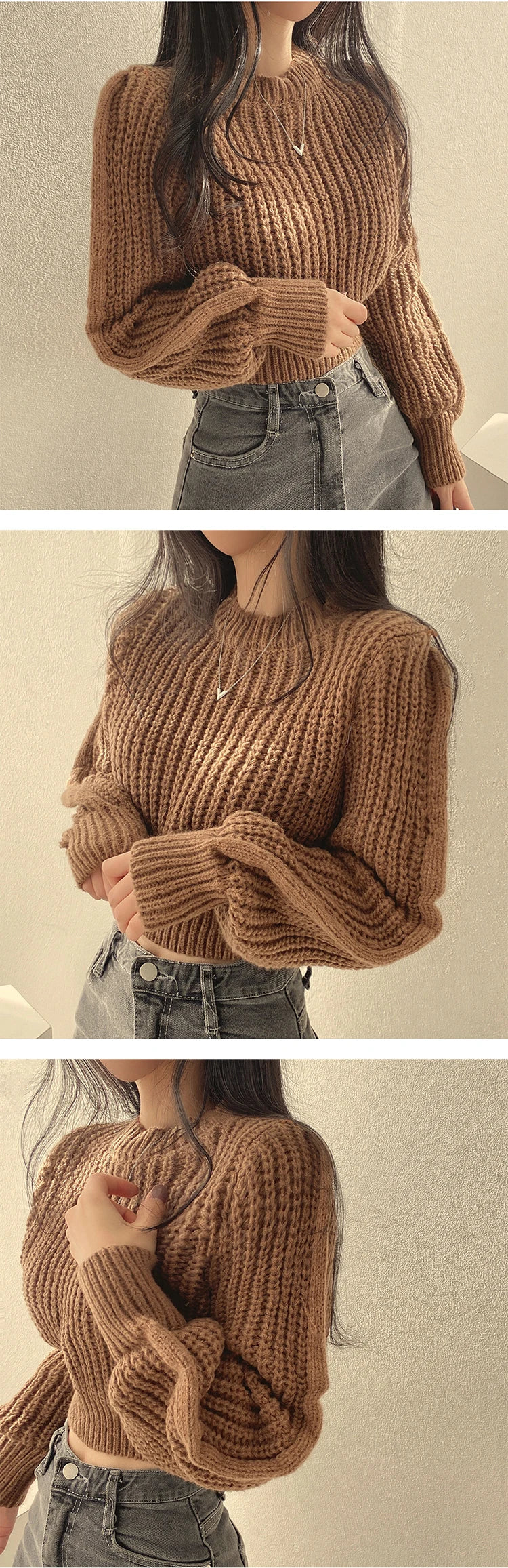Loose Vintage Harajuku Lantern Long Sleeve Women Sweater Korean Autumn Winter Knitwear Soft Warm Tops Chic Solid Femme Sweater RT220