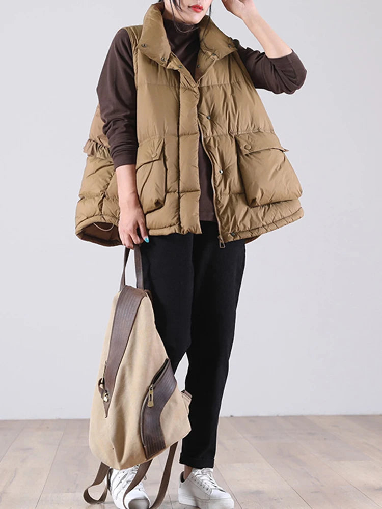 Winter Ultra Light Thin Duck Down Vest Feather Jacket Women Quilted Short Warm Basic Casual Oversize Waistcoat RT220