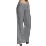 Women White Cotton Linen Pants Casual Low Waist Lightweight Wide Leg Pants Streetwear Bottom Sweatpants Hiking Pants For Women RT220