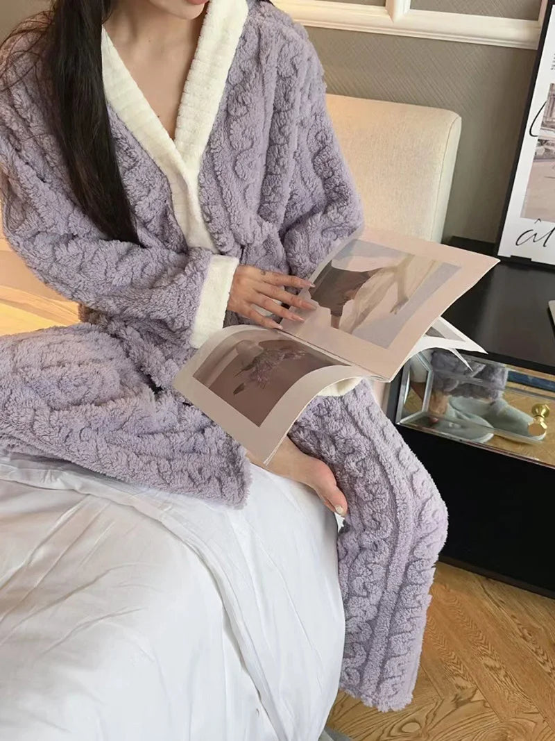 2pcs/Set Autumn And Winter Pajamas Women Thickened Padded Warm Students Coral Girls Clot Velvet Suit Homewear Cardigan Trousers RT220