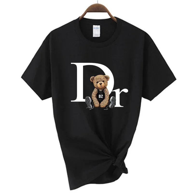 Luxury Brand Cute Bear Print Women T-shirt 100 Cotton Tshirt Summer Graphic Fashion Female T Shirts Woman Clothing Free Shipping RT220