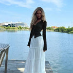 Fashionable Chiffon Blouse Elegant Slim Fit Tweed Style Flare Sleeve Top For Women Autumn 2024 New Arrival Smooths Your Silhouet RT220