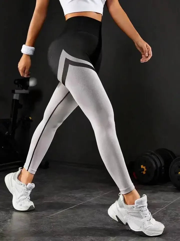 Seamless Stripes Leggings High Waist Butt Lift Leggings Women High Elastic Fitness Fashion Sports Pants Gym Cycling Yoga Tights RT220