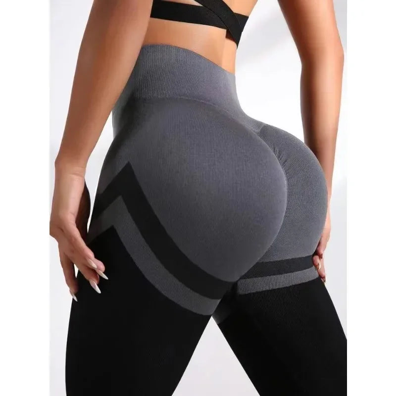 Seamless Stripes Leggings High Waist Butt Lift Leggings Women High Elastic Fitness Fashion Sports Pants Gym Cycling Yoga Tights RT220