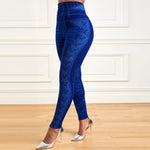 M XXL Faux Denim Leggings Women Clothing Summer High Waist Jeans Oversized Basics Pants Female Casual Slim Trousers RT220