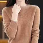 100% Merino Wool Knitted Sweater Autumn/Winter 2024 New Women's Round Neck Hollow Top 11 Color Pullover Versatile Coat NJR1107 RT220