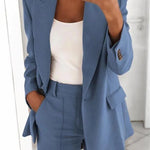 Women's blazer casual long-sleeved top solid color suit collar button simple temperament commuter plus size blazer RT220
