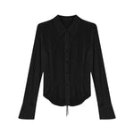 Sexy Slim Bandage Shirts Women Y2K Fashion Lapel Bell Sleeve White Blouses Female Korean Streetwear Spring Buttons Tops New RT220