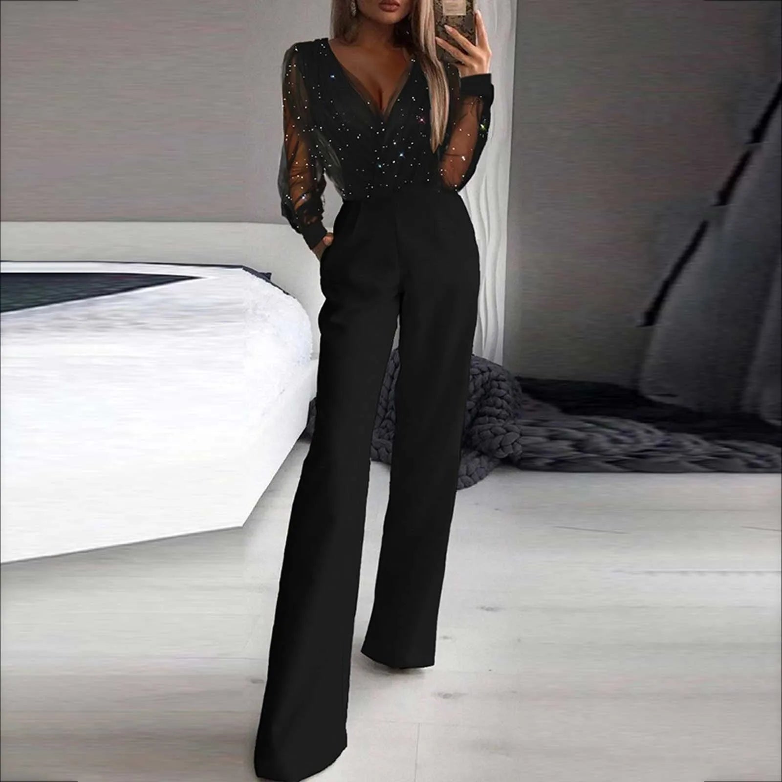 Womens Strapless Jumpsuit Casual Fashion Women'S Solid Color Long Sleeved Pants Summer Woman Fluid Pants Korean Chiffon Jumpsuit RT220