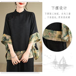 Oversized Summer Pullover T-Shirt Tops Women Print Patchwork Fashion Casual Loose Pleated Ladies Blouses Short Sleeve Woman Tops RT220