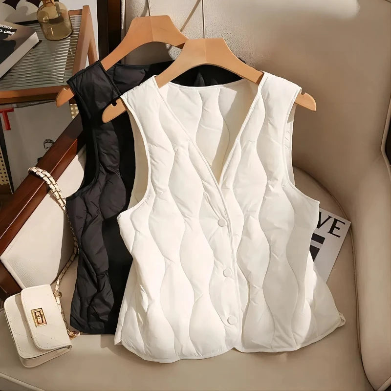 Autumn Winter New Fashion V-neck Waistcoat Down Coats Women's Clothing Loose Warm Korean Simplicity All-match Popularity Tops RT220