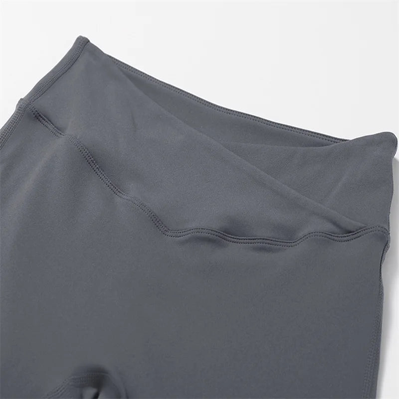 Sexy Flared Leggings Women's Running Pants Scrunch Butt Trousers Cross Waist Sports Tights Woman Skin-Friendly Workout Leggin RT220