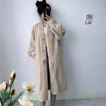 Women Fur Cardigan Thickened Long2025Spring And Autumn V-neck Jacket Female Loose Simple Leisure With Buttons Faux Fur Mink Coat RT220