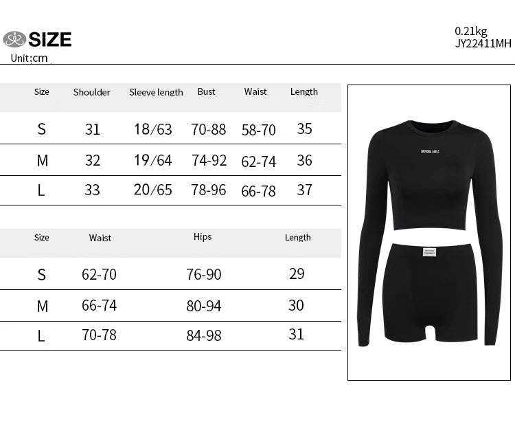 European and American Spring/Summer Round Neck Long Short sleeved 3/4 Shorts Two piece Women's Fashion Sports Versatile Set RT220