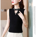 Women Spring New Fashion Sweet Pullovers Base Layers Candy Color Diamonds Hollow Out Knit Vest Slim Versatile Sleeveless Tops RT220