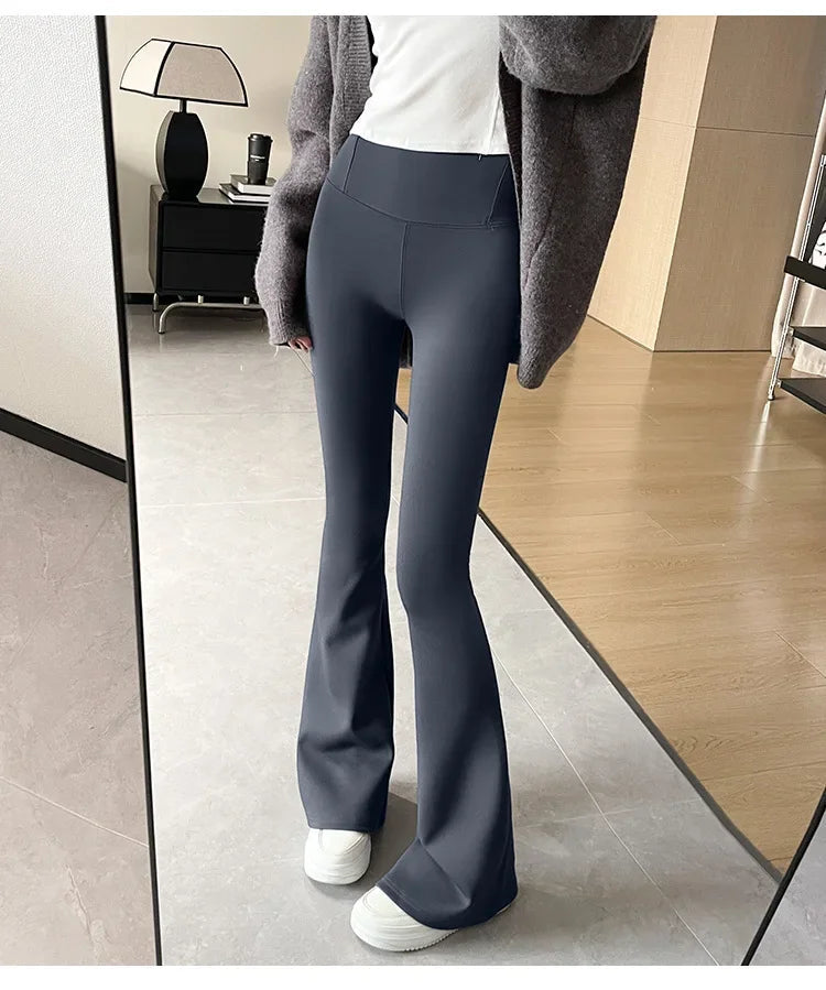 Outer Wear Women's Peach Hip Flare Pants Slim Yoga Pants Solid Color High-waisted Antibacterial Hundred Bottoms RT220