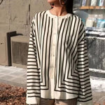 Elegant Striped Shirts Women Vintage Irregular White Blouses Ladies Fashion Long Sleeve Chic Buttons Loose Design Tops New Blusa RT220