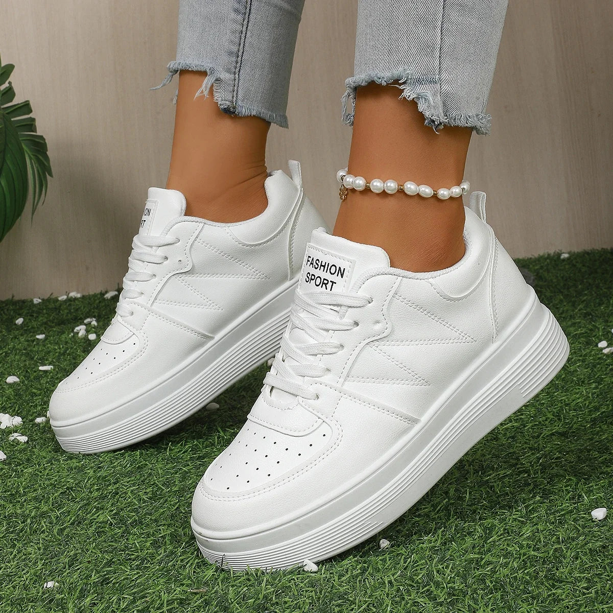 Women's Vulcanize Shoes Flat Classic Sports Lace Up Skateboard Board Shoe Walking White Running Sneakers zapatos de mujer RT220