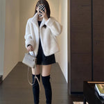 2024 Women Solid Color Stand Collar Mink Fur Top Female Long Sleeves Fox Fur Jacket Spring Autumn Lady Short Leather Fur Outwear RT220
