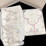 Honey Peach Print Lace Korean Ins Style Pajamas Women Y2k Three-piece Set Classy Sweet Cute Lady Lounge 2024 New Spring Homewear RT220