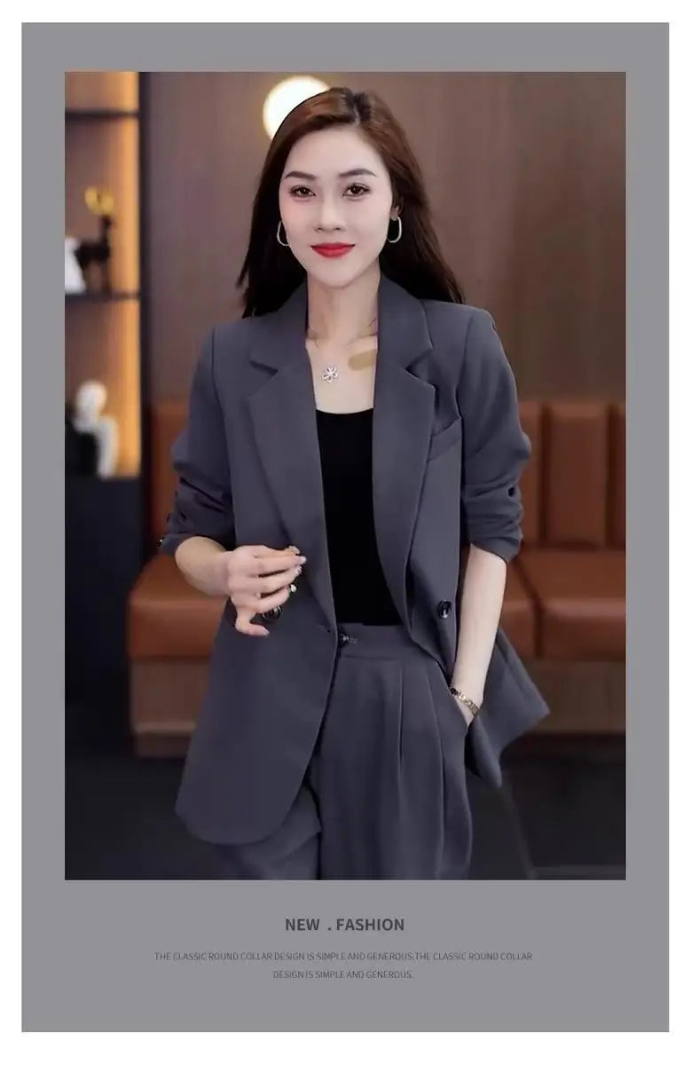 Women's 2025 Spring New Fashionable and Stylish Professional Suit Two Piece Set Korean Elegant Casual Suit Pants Two Piece Set RT220