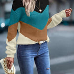 Knit Sweaters Women Jumpers Striped Print Round Neck Streetwear Pullover Top Casual Long Sleeve Warm Sweater Autumn Winter RT220