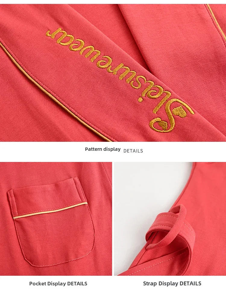 Spring Autumn Long Sleeve Cotton Casual Loose-fit Quick Dry Bathrobe For Women Medium-length Home Use Robe For Young Mothers RT220