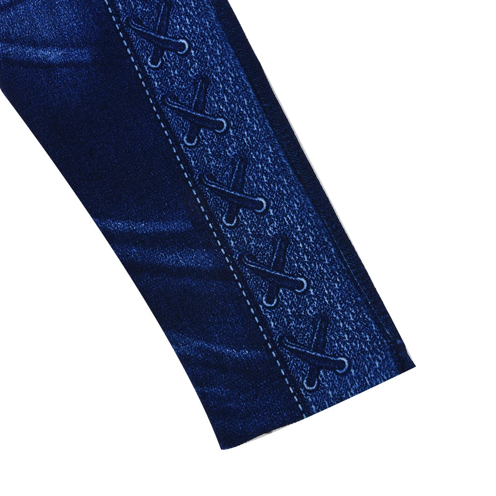 M XXL Faux Denim Leggings Women Clothing Summer High Waist Jeans Oversized Basics Pants Female Casual Slim Trousers RT220