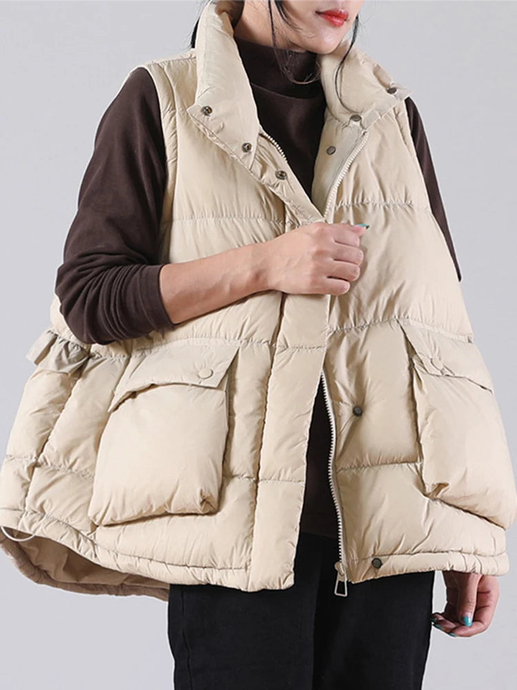 Winter Ultra Light Thin Duck Down Vest Feather Jacket Women Quilted Short Warm Basic Casual Oversize Waistcoat RT220