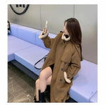 2024 Autumn Winter New Medium Long Double-breasted Lambswool Suede Woolen Coat Women Add Velvet Padded Warm Fur One Woolen Coats RT220