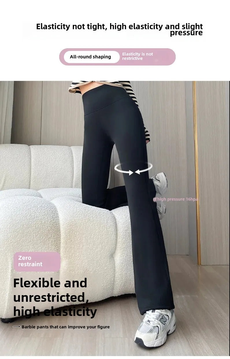 Thickened Black Gold 600g Micro Flared Shark Suit Women's Outerwear High-Waisted Slimming Bell-Bottom Pants High Elasticity RT220