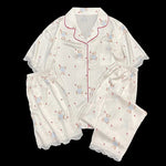 Honey Peach Print Lace Korean Ins Style Pajamas Women Y2k Three-piece Set Classy Sweet Cute Lady Lounge 2024 New Spring Homewear RT220