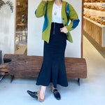 Rimocy High Waist Mermaid Denim Skirt Women Summer Trumpet Split Long Skirts Woman Korean Style Hip-Wrap Flare Middle Skirt RT220