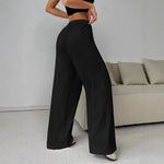 Loose Wide Leg Pants Women's Casual Knitted Loose Long Trousers Spring Summer New Style Elastic Waist Comfortable Female Fashion RT220