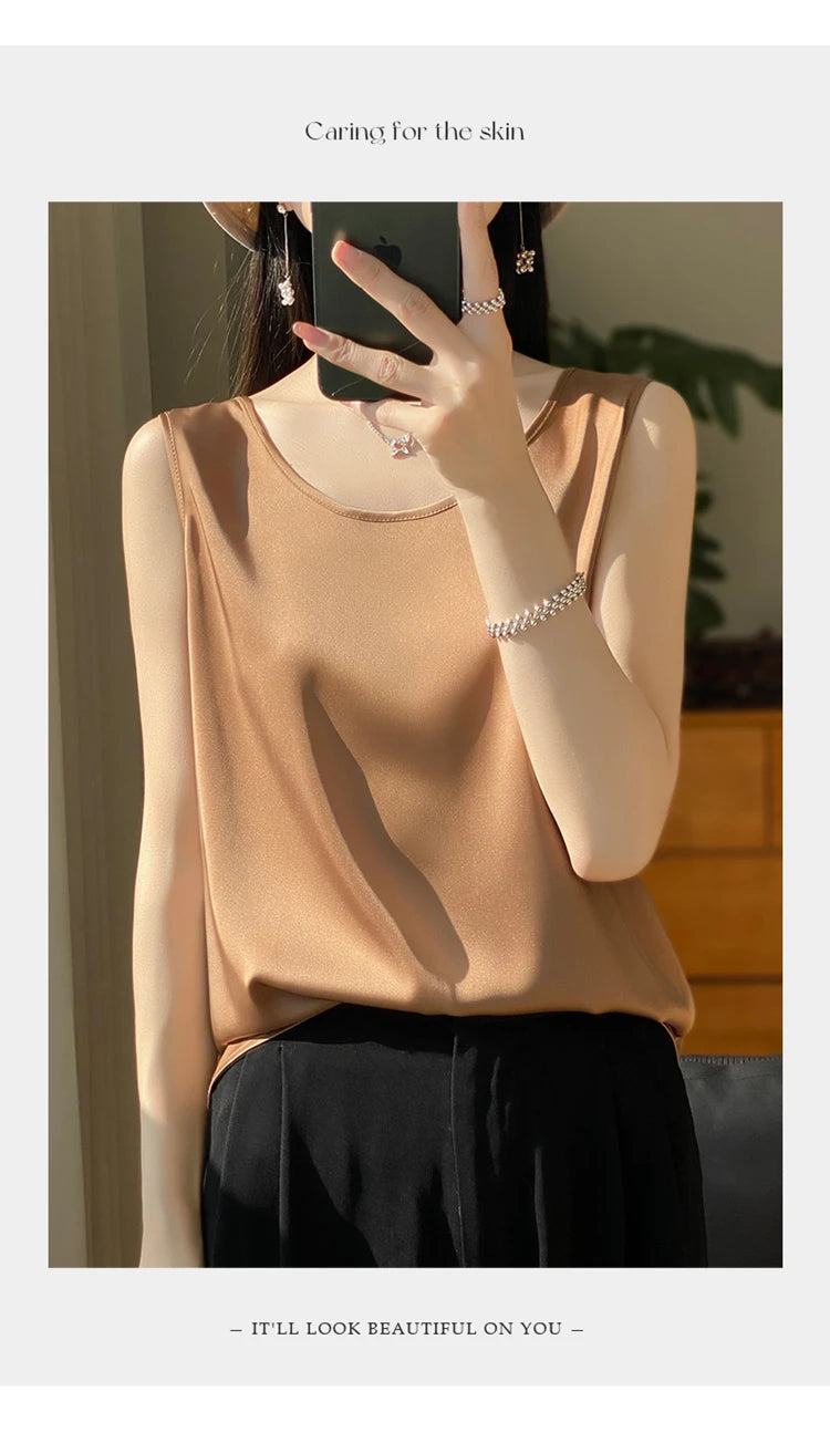 Women Tops Solid Spring Summer Casual Crop Tops Sexy O-neck Tank Tops Office Lady Pink White Top 2024 Fashion Korean Tank Top RT220