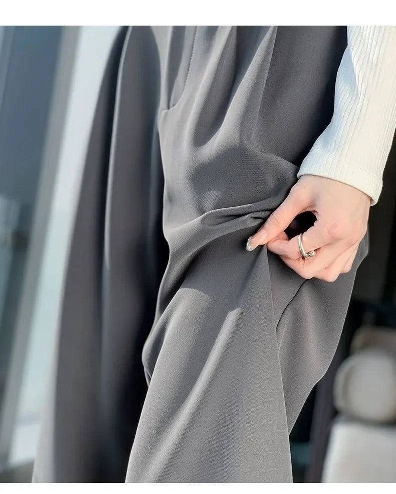 Elegant Wide Leg Pants Women Korean Style High Waist Black Baggy Pants Office Ladies Fashion Loose Suit Trousers Streetwear 2024 RT220