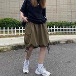 Rimocy Summer Knee Length Cargo Shorts Women 2025 Bf Harajuku Wide Leg Shorts Woman Streetwear Pockets Baggy Short Pants Female RT220