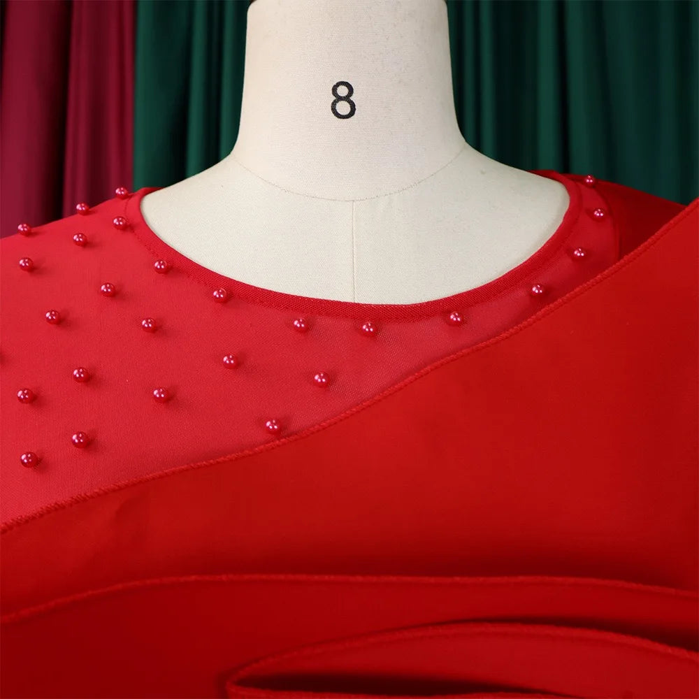 Luxury Jumpsuits & Rompers for Women Round Neck Beaded Transparent Sleeve High Waisted Elegant Female Birthday Party Overalls RT220