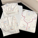 Honey Peach Print Lace Korean Ins Style Pajamas Women Y2k Three-piece Set Classy Sweet Cute Lady Lounge 2024 New Spring Homewear RT220