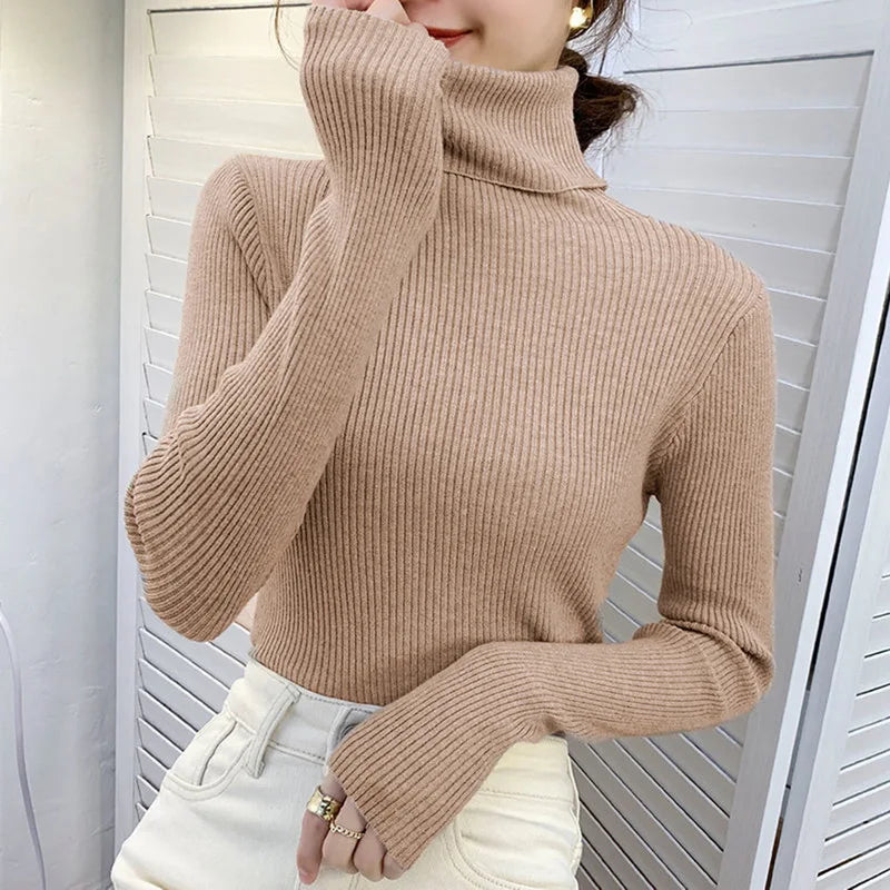 Women Fall Turtleneck Sweater Knitted Soft Pullovers Cashmere Jumpers Basic Soft Sweaters For Women 2025 Autumn Winter RT220