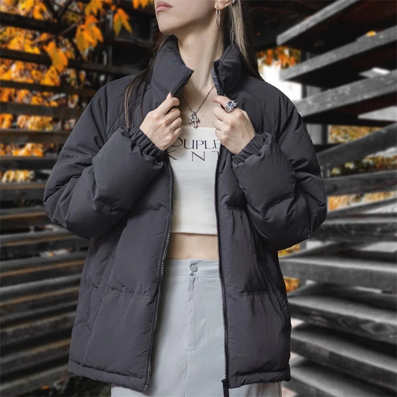 Maden Women Down Jacket Autumn Winter 90% White Duck Down Thickened and Warm Stand Collar Outerwear Coat Windproof Jacket RT220