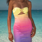 Summer Sexy Lady Backless Mini Party Dress Women Elegant Sequined Slim Fit Dress Female Casual Printing Strapless Dress Vestidos RT220