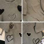 Women Three dimensional Love Ironing Short-sleeved T-shirt 2023 Summer New Casual Fashion Loose Grey Pullover Female RT220
