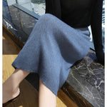 Mink Cashmere Midi Skirt For Women In Autumn And Winter, Mid Length, High Waist, Slimming, Knitted Versatile, Hip Hugging Skirts RT220