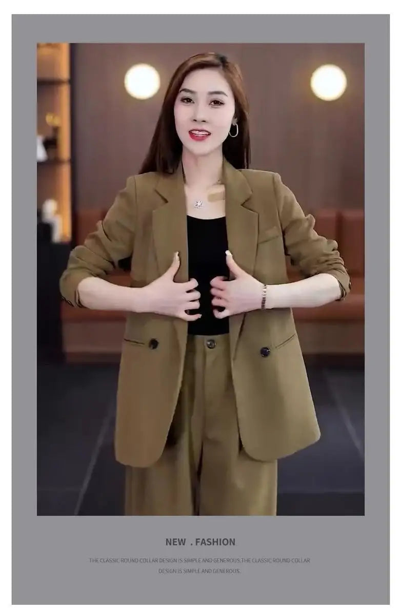 Women's 2025 Spring New Fashionable and Stylish Professional Suit Two Piece Set Korean Elegant Casual Suit Pants Two Piece Set RT220